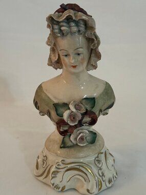 Vintage 1940 Cordey Porcelain Victorian Lady Bust Figurine 7" Collectible #4064